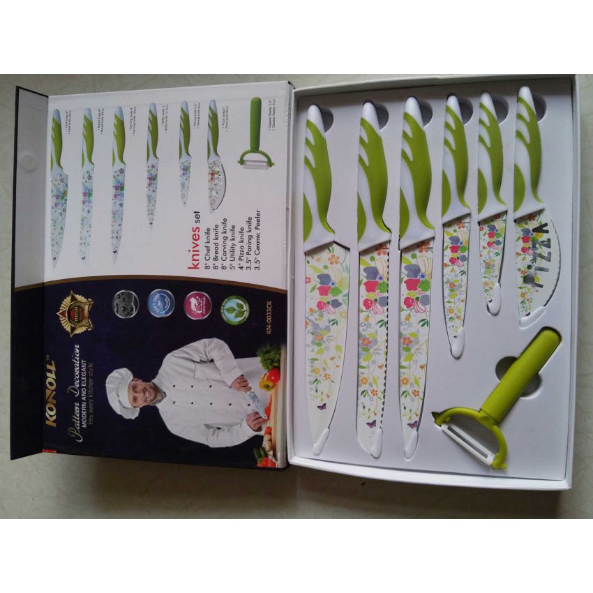 New KONOLL 7 Pcs Daily Use Printed Shar Knives